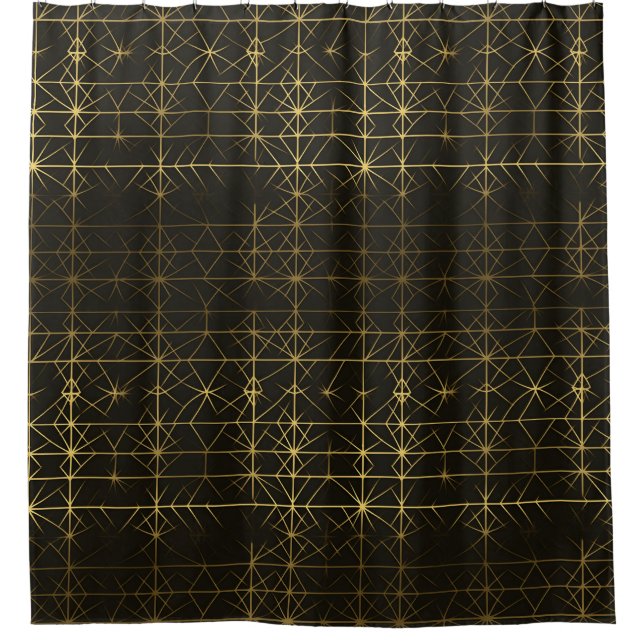 High drama black and gold Shower Curtain (Front)