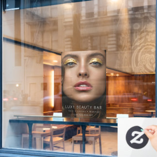 High-End Beauty Studio Poster Gold Makeup Aestheti Window Cling