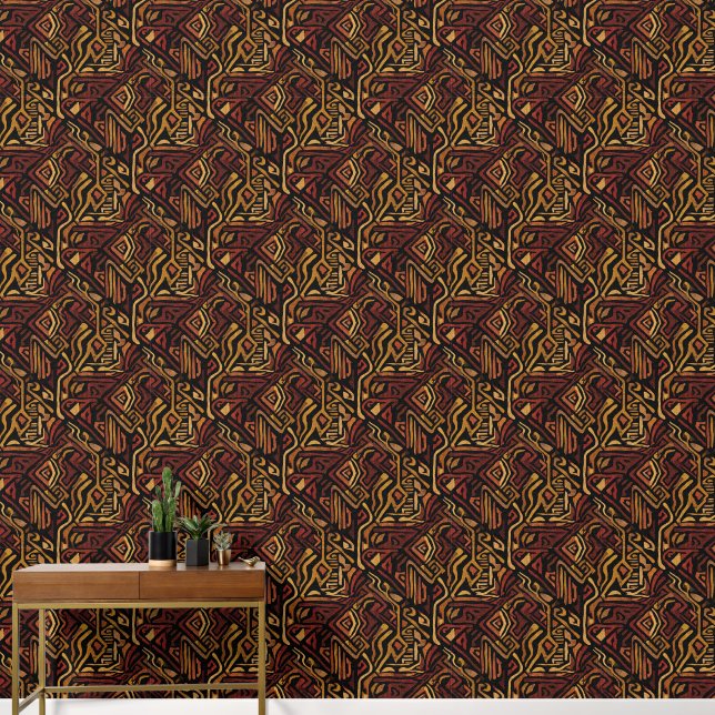 High End Textured African Regal Design Wallpaper (Hallway)