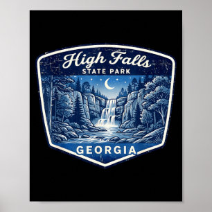 High falls state park waterfall nature hiking poster