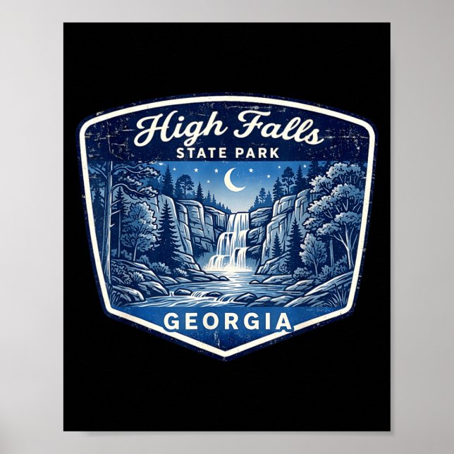High falls state park waterfall nature hiking poster (Front)