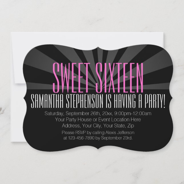 High-Fashion Spotlight Sweet 16 Party Invitations (Front)