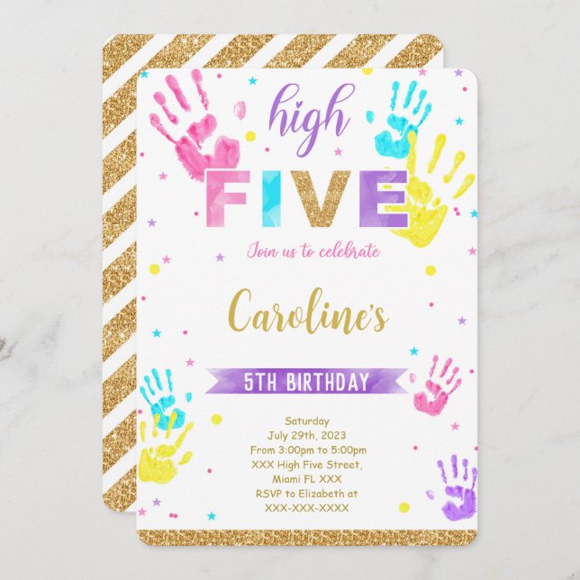 High Five Birthday Invitation (Front/Back)