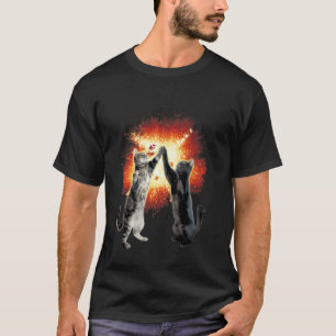 High-Five Cats Explosion Meme Graphic Tee