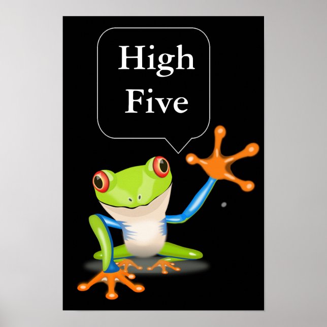 High Five Comical Frog Humourous Poster (Front)