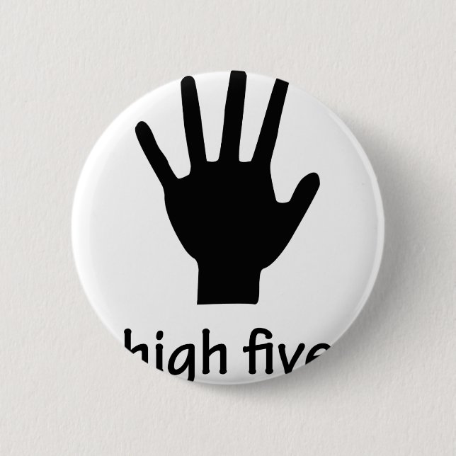 high five hand 6 cm round badge (Front)