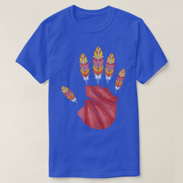 High Five Hand With Turkey Feather Fingers Thanksg T-Shirt (Design Front)