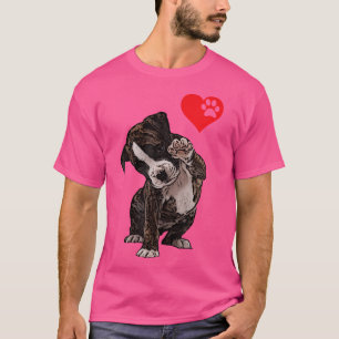 High Five Heart Bulldog Pup I Love Boxer Dog Lover T-Shirt