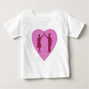 High five, male and female silhouette in a heart baby T-Shirt