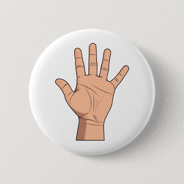 High Five Open Hand Sign Five Fingers Gesture 6 Cm Round Badge (Front)