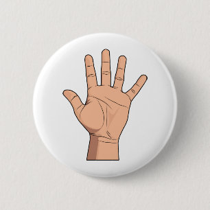 High Five Open Hand Sign Five Fingers Gesture 6 Cm Round Badge