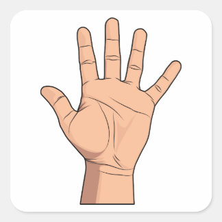 High Five Open Hand Sign Five Fingers Gesture Square Sticker