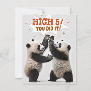 High Five Pandas You Did It Congrats Card
