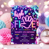 High Five Pastel Neon Glow 5th Birthday Party