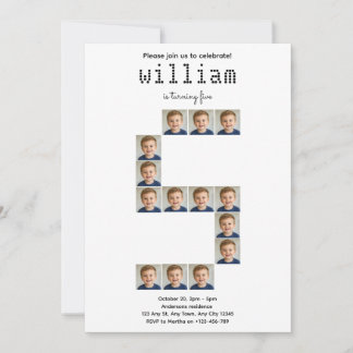 High Five Photo Collage Birthday Invitation