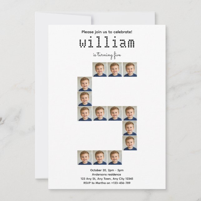 High Five Photo Collage Birthday Invitation (Front)