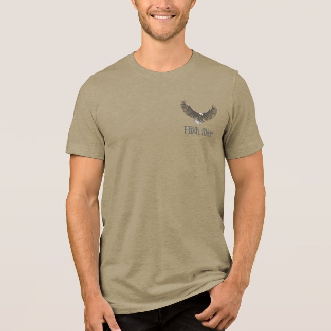 High Flyer eagle line art men's grey t-shirt Tri-Blend Shirt (Front)