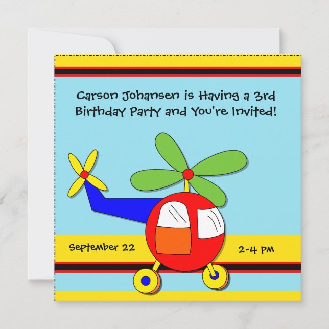High Flying Aeroplane Birthday Party Invitations (Front)