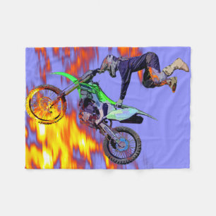 High Flying Freestyle Motocross Rider Fleece Blanket