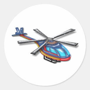 High Flying Helicopter Classic Round Sticker
