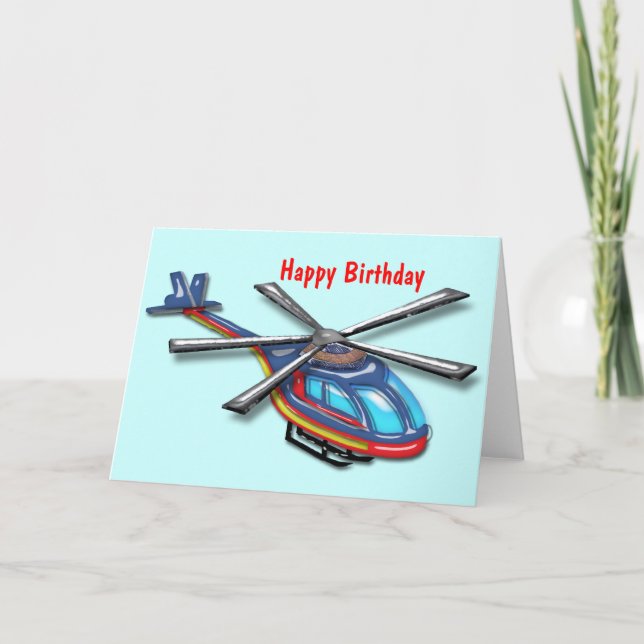 High Flying Helicopter Happy  Birthday Card (Front)