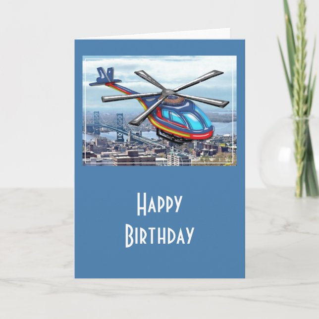 High Flying Helicopter Over Highways Card (Front)