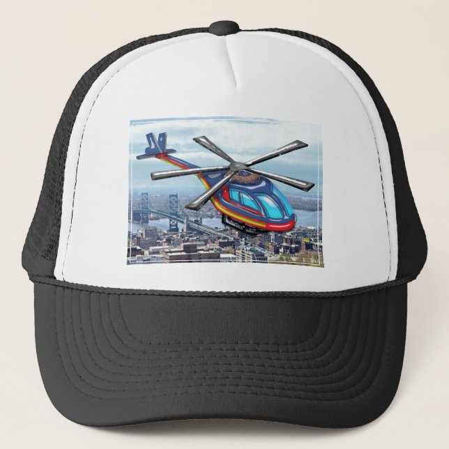 High Flying Helicopter Over Highways Trucker Hat (Front)