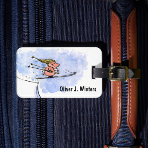 High Flying Pig - Ski Jumping Pig Athlete Luggage Tag