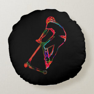 High-flying Scootering - Scooter Boy Round Cushion