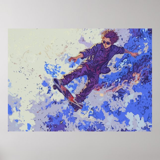 High Flying Skateboarder - Skateboarding Trickster Poster (Front)