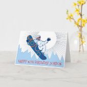 High flying snowboarder birthday card (Yellow Flower)