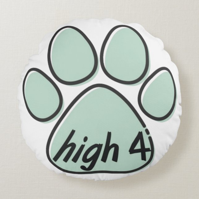 high four 4 dog  round cushion (Front)