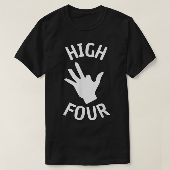High Four Amputation Hand Funny Finger Amputee  T-Shirt (Design Front)
