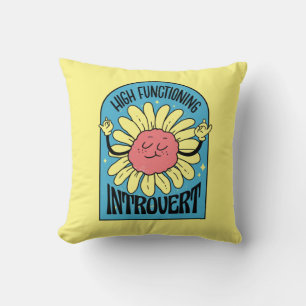 High Funtioning Introvert Retro Flower Cushion