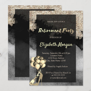 High Heel,Ballons,Confetti Retirement Party Invitation