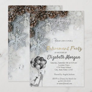 High Heel,Balloons,Snowflakes, Retirement Party Invitation