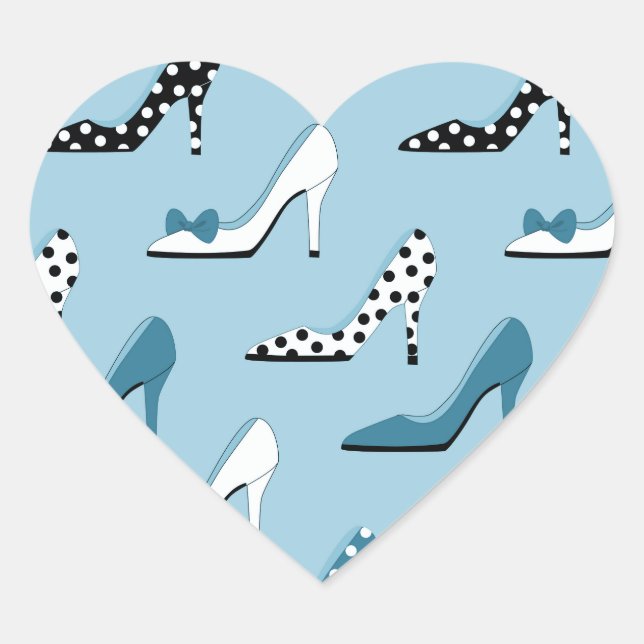 High Heel Blue Shoes Heart Sticker (Front)