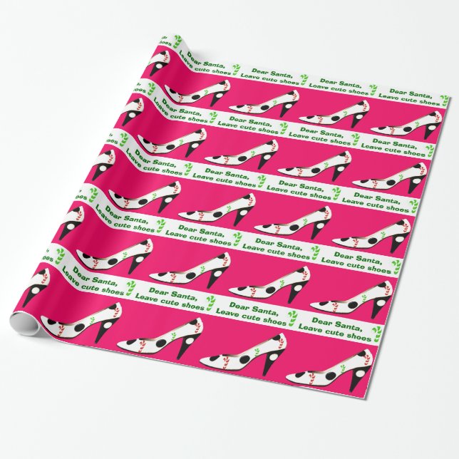 High Heel Christmas Shoes red Wrapping Paper (Unrolled)