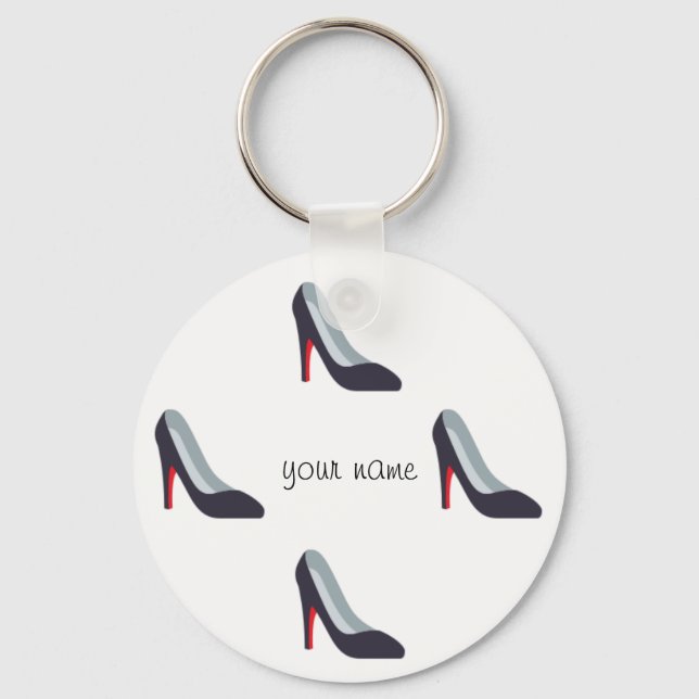 High Heel Emoji and '' Your Name Here " Key Ring (Front)