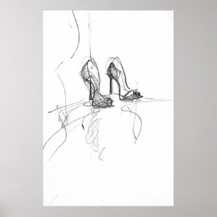 High Heel Fashion Sketch -  Poster