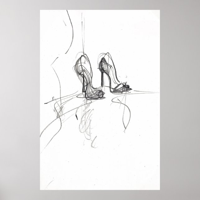 High Heel Fashion Sketch -  Poster (Front)