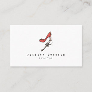 High Heel & Key Female Realtor Interior Designer Business Card