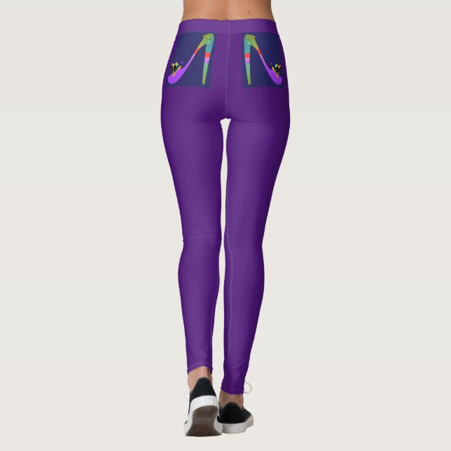 High Heel Logo Eggplant Purple Leggings (Back)