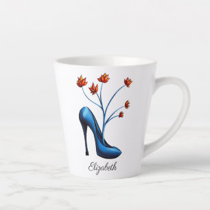 High Heel Shoe And Flower Bouquet Art Latte Mug