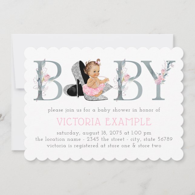 High Heel Shoe Baby Girl Shower Invitations (Front)