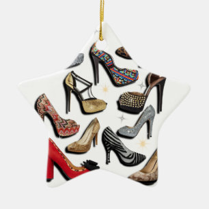High Heel Shoe Collage Sparkle Fashion Pumps Ceramic Tree Decoration