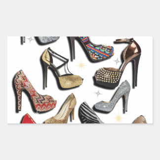 High Heel Shoe Collage Sparkle Fashion Pumps Rectangular Sticker