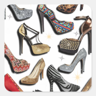 High Heel Shoe Collage Sparkle Fashion Pumps Square Sticker