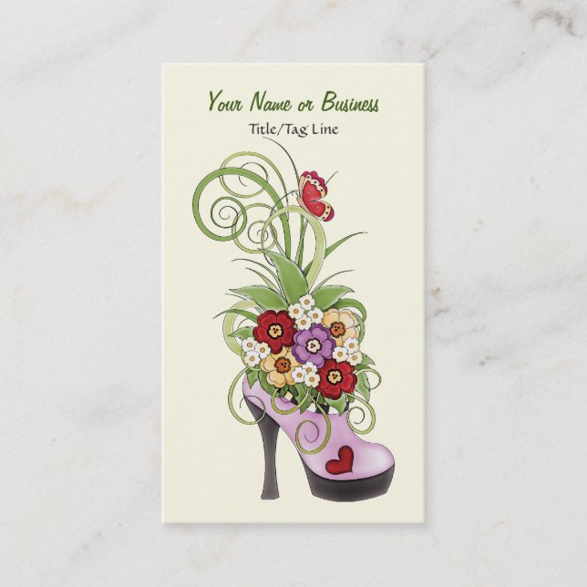 High Heel Shoe Flowers Business or Personal Card (Front)