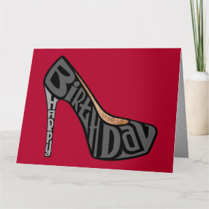 High Heel Shoe Happy Birthday Typography Card